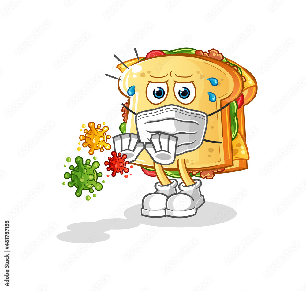 sandwich refuse viruses cartoon. cartoon mascot vector sandwich refuse viruses cartoon. cartoon mascot vector