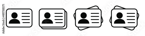 ID Card icon collection. Employee clerk card, driver license, Identification card, staff identification card symbol. Design for website and mobile app.