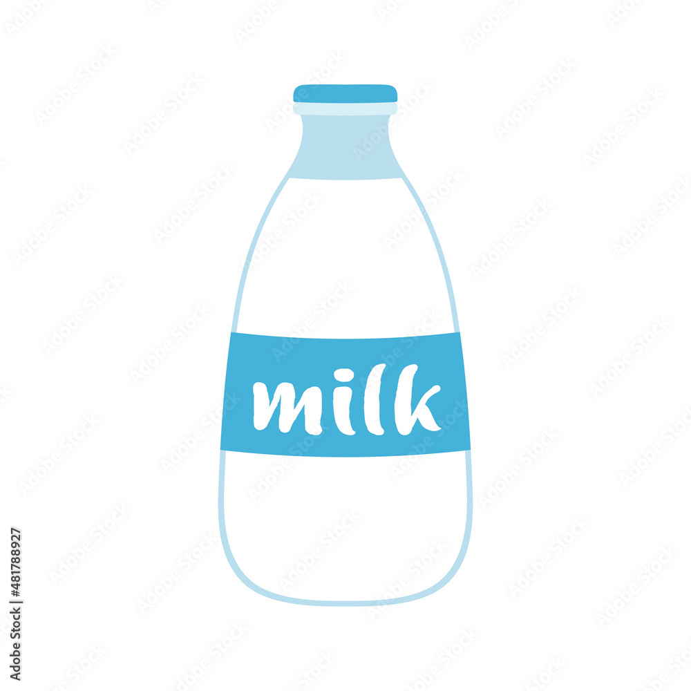 bottle of milk isolated on white background, cartoon style bottle of milk isolated on white background, cartoon style