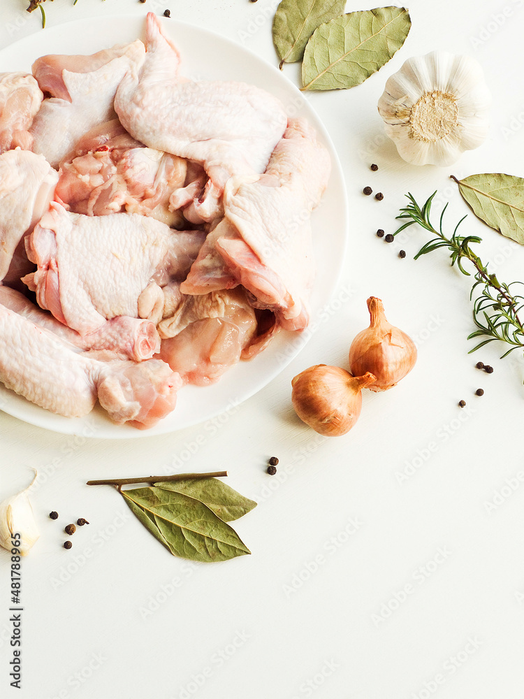 Raw chicken with spices Raw chicken with spices