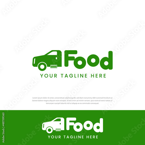 Simple green food truck car logo template design