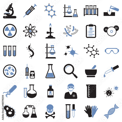 Chemistry Icons. Two Tone Flat Design. Vector Illustration.