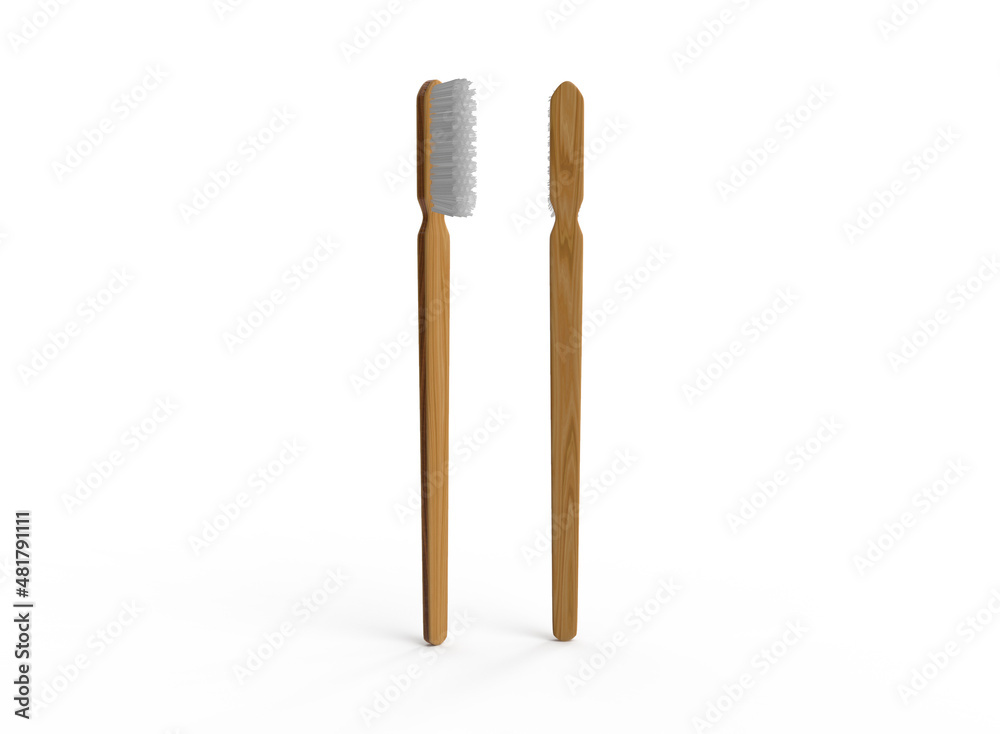 Front and Back View of Wooden Toothbrush Front and Back View of Wooden Toothbrush