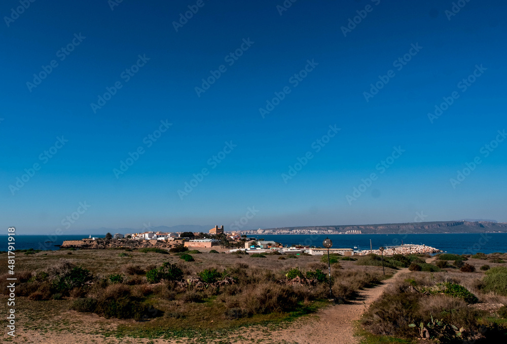 Views of the old town of the island of Tabarca, in the Spanish Mediterranean, in front of Santa Pola, Alicante