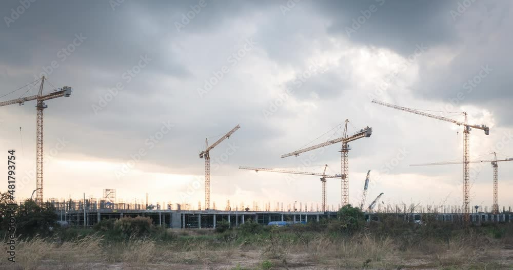 Timelapse of construction site consist of concrete structure of ...