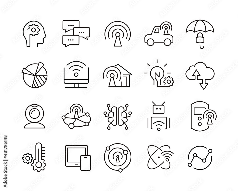 Internet of Things Icons - Vector Line Icons. Editable Stroke. Vector Graphic