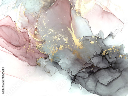 Abstraction. Alcohol mascara on synthetic white paper