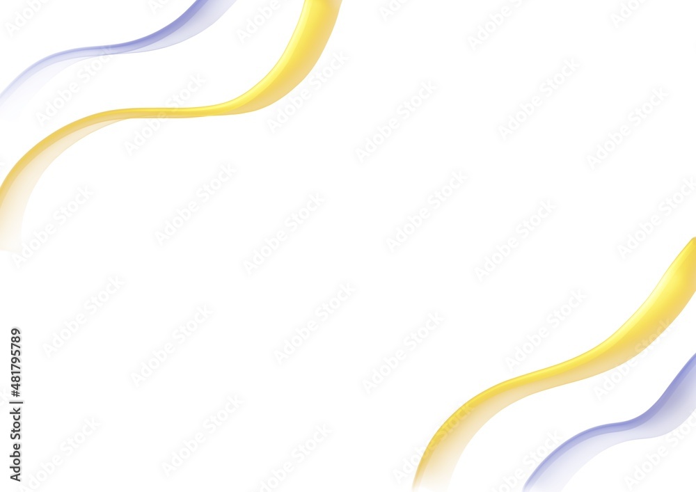 Abstract art background with blue and yellow wavy line. White backdrop with ribbon. Wave pattern. Abstract art background with blue and yellow wavy line. White backdrop with ribbon. Wave pattern.