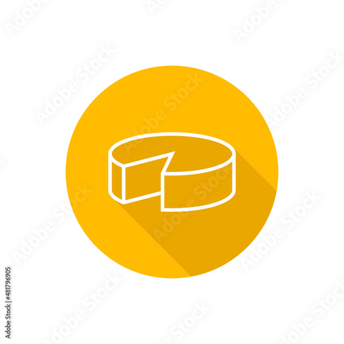 Round cheese flat icon with shadow