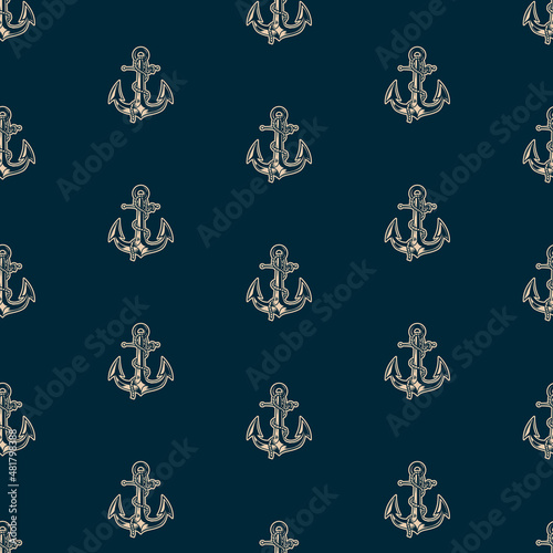 Seamless pattern with anchors. Nautical theme. Vector illustration