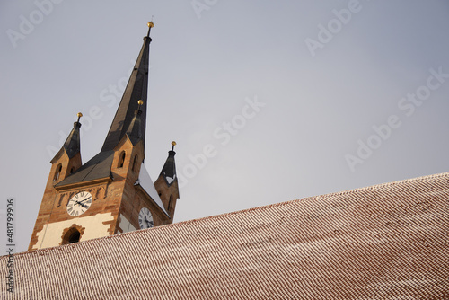  Romania, Evangelical Church Tower  in Bistrita ,January 2022 photo