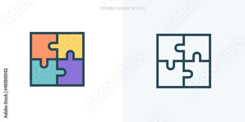 Puzzle, teamwork icon for your website, logo, app, UI, product print. Puzzle, teamwork concept flat Silhouette vector illustration icon. Editable stroke icons set. EPS file