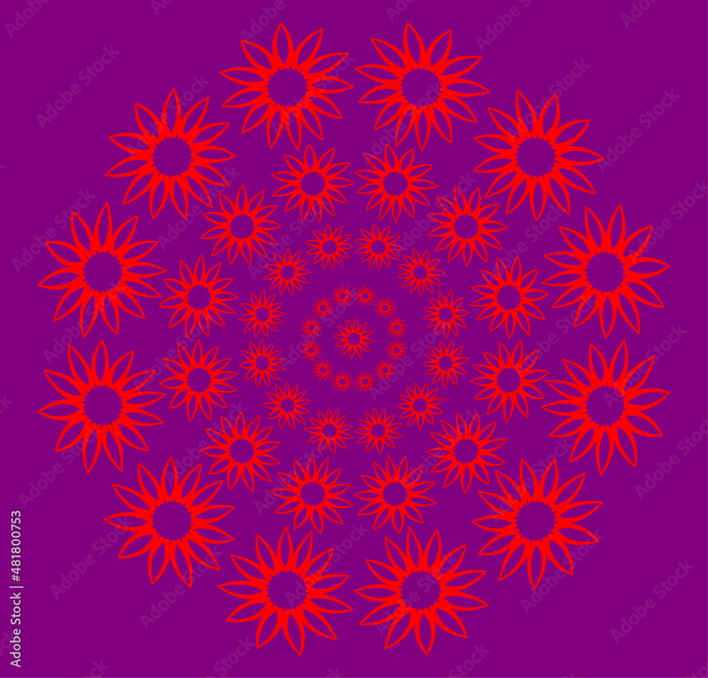circular pattern with flowers, vector background