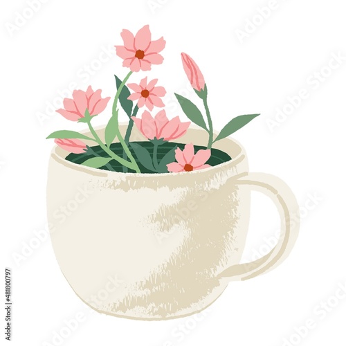 Tea time mug design stock for download 3d illustration 