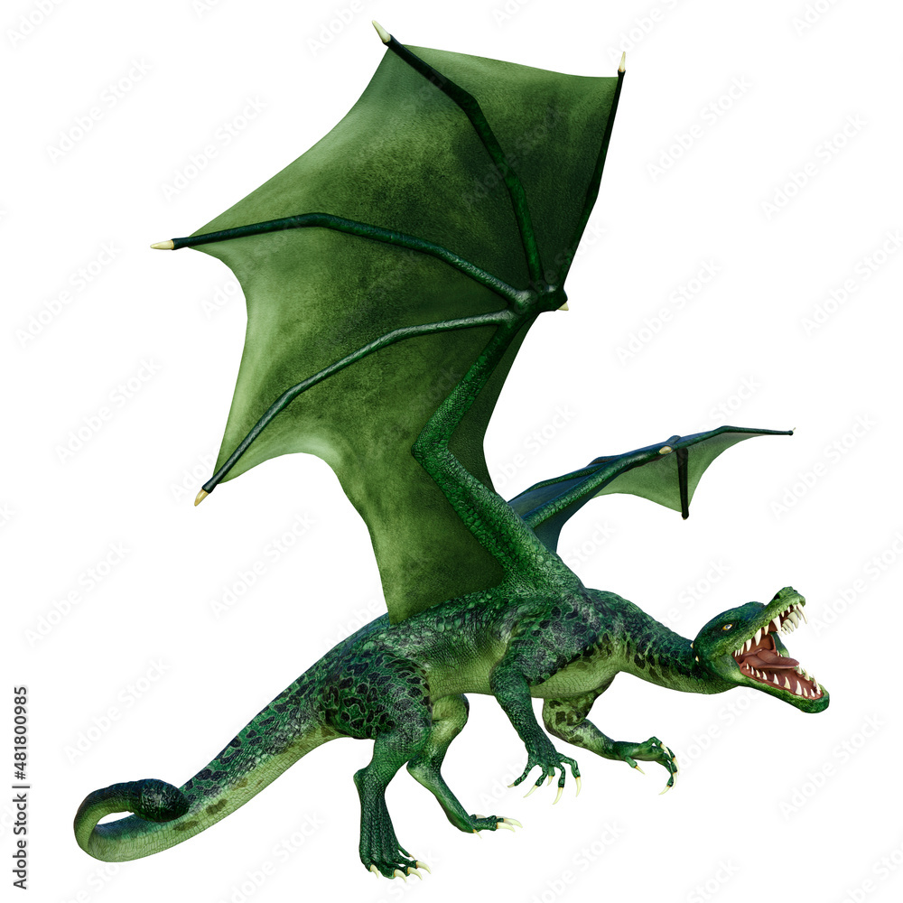 Fototapeta premium 3D Rendering Fairy Tale Dragon on White