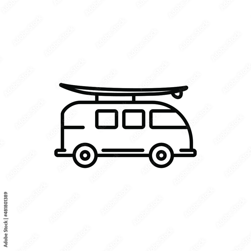 Camper thin line vector icon. Travel symbol.