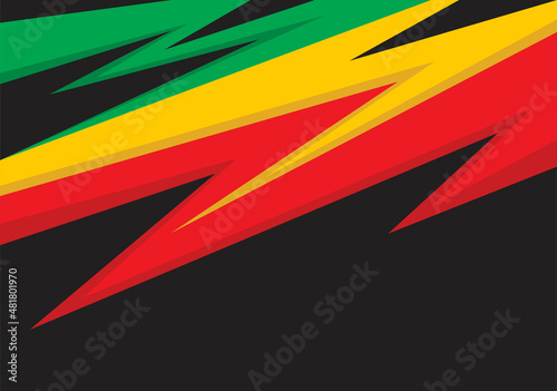 Simple background with gradient zigzag line pattern and with Jamaican color theme and some copy space area