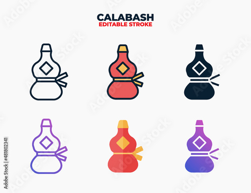 Calabash icon set with different styles. Editable stroke and pixel perfect.