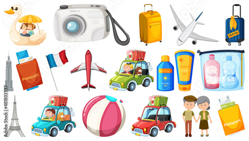 Set of summer vacation objects and elements