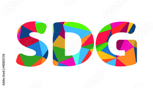 Sustainable Development Goals, Agenda 2030. Polygon design in SDG colors, letters on transparent background. Vector illustration EPS 10, editable, with clipping mask