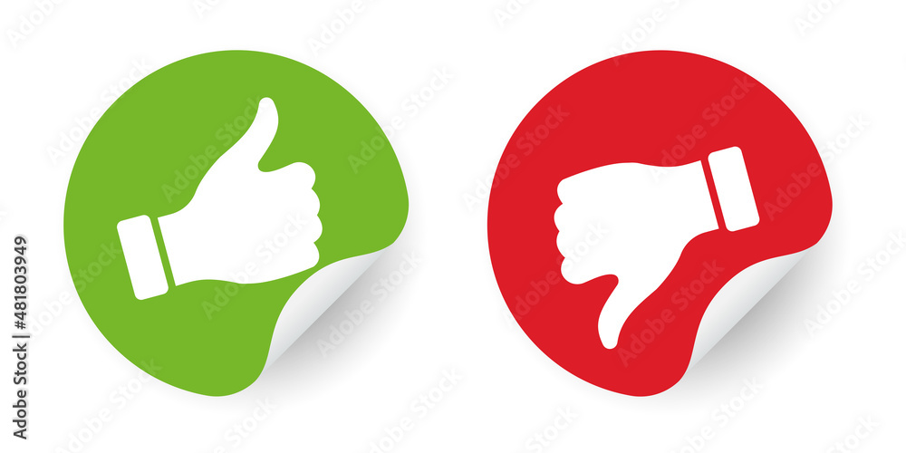 Thumb up icons with color sticker label. Positive feedback badge. Promotion marketing advertising. Vector illustration. Thumb up icons with color sticker label. Positive feedback badge. Promotion marketing advertising. Vector illustration.