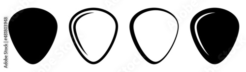 Guitar pics. Mediator black icons isolated on white background. Vector illustration.