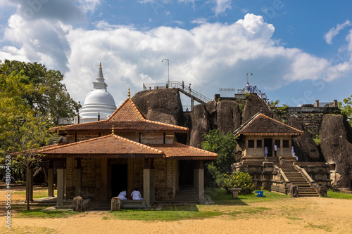 Sri Lanka. Anuradhapura. Isurumuniya Buddhist temple (Isurumuniya Rajamaha Viharaya). A popular attraction. View on a clear sunny day.