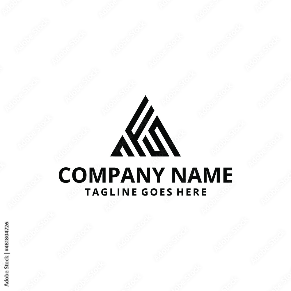 Modern creative initials abstract illustration A F S with geometric triangle logo design template Modern creative initials abstract illustration A F S with geometric triangle logo design template