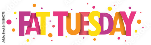 Canvas-taulu FAT TUESDAY colorful vector typography banner with colorful dots