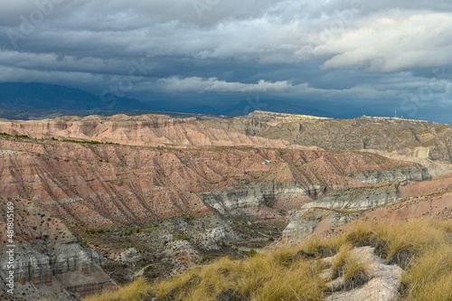 Ridges and cliffs of the Badland de los Coloraos in the Geopark of Granada photo