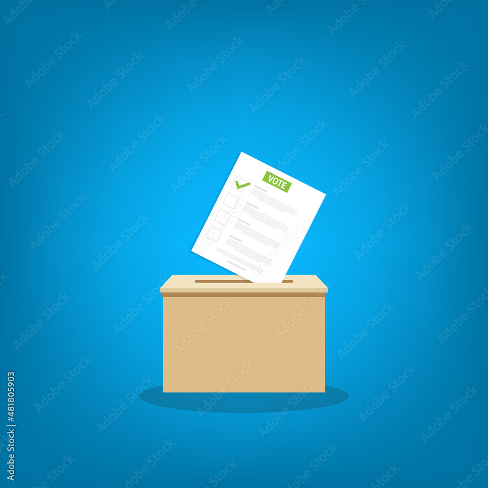 Voting ballot in ballot box. Voting and election concept. Ballot Box Icon. Vector illustration. Voting ballot in ballot box. Voting and election concept. Ballot Box Icon. Vector illustration.
