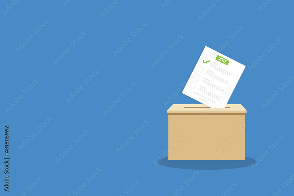 Voting ballot in ballot box. Voting and election concept. Ballot Box Icon. Vector illustration.