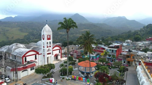 Aerial view of a beautiful pueblo magico in Veracruz Mexico, travel culture photo