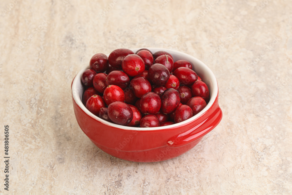 Ripe sweet tasty cranberry in the bowl Ripe sweet tasty cranberry in the bowl