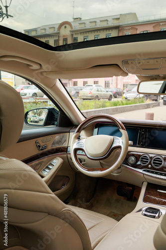 luxury white interior of a premium car © kalinichenkod