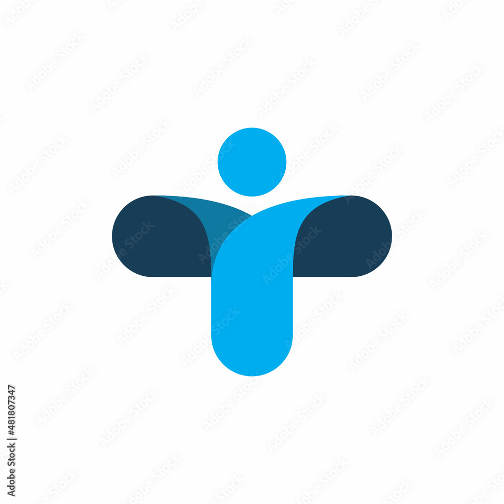 blue people initia t letter logo design blue people initia t letter logo design