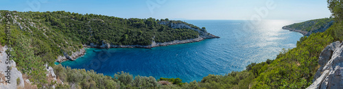 Panorama of beautiful bay on Croatian island in Adriatic sea