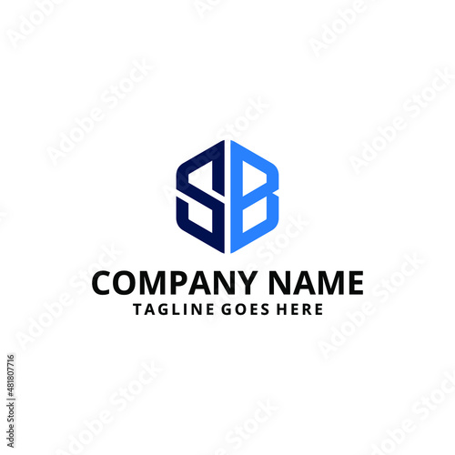 Illustration of the initials SB graphic design with a hexagon shape. vector logo design