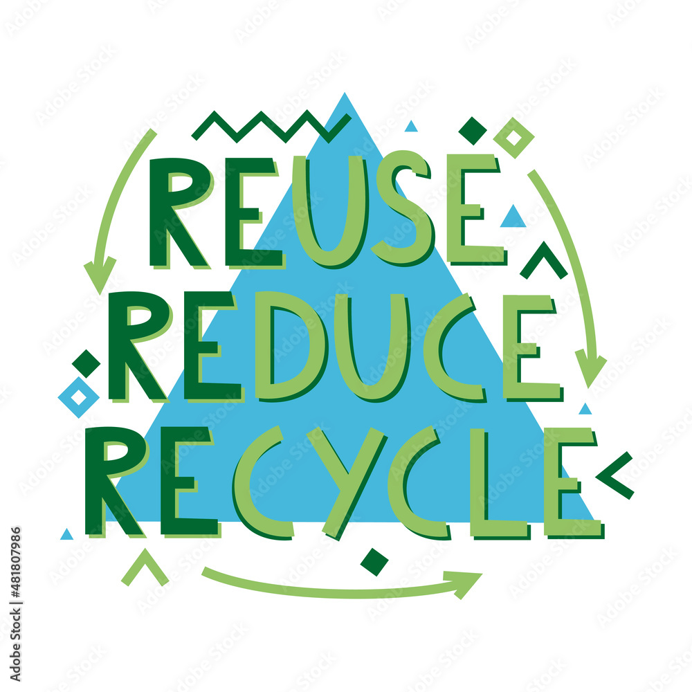 reduce reuse recycle lettering. Vector illustration reduce reuse recycle lettering. Vector illustration