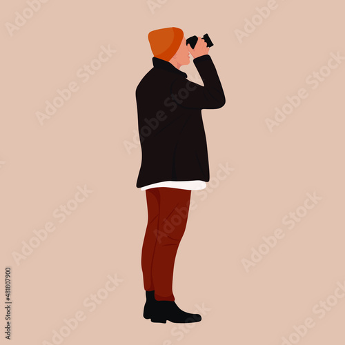 Photographer, flat vector people illustration, man silhouette.
