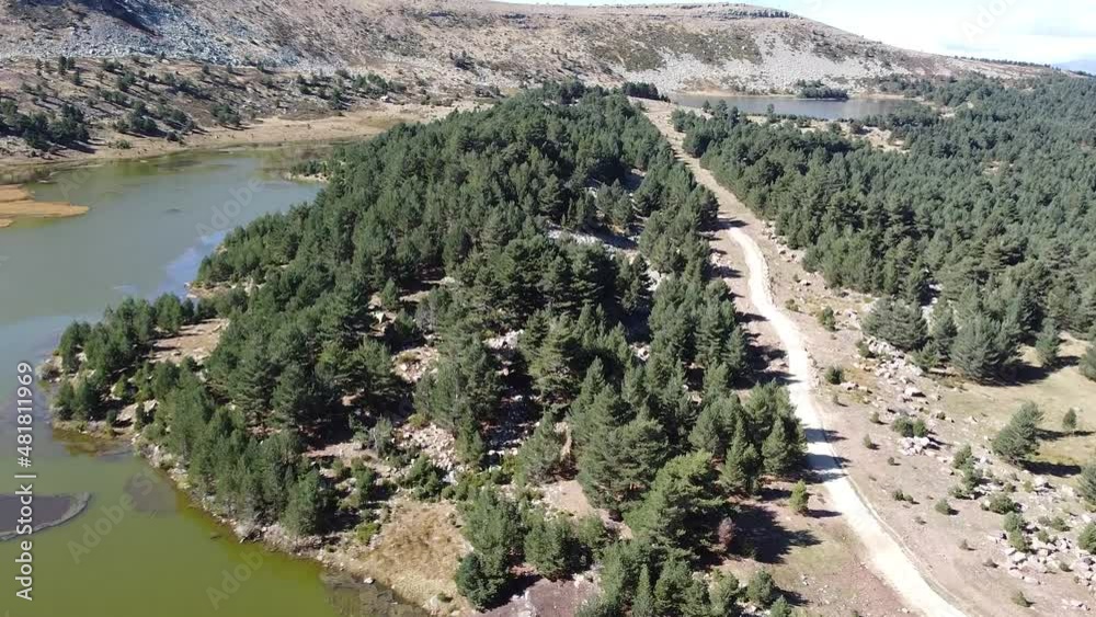 aerial view of the lakes of Neila in Burgos, Spain