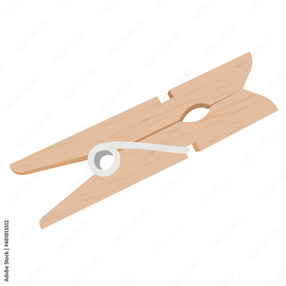 Wooden clothes pin, clothes peg isolated vector Wooden clothes pin, clothes peg isolated vector