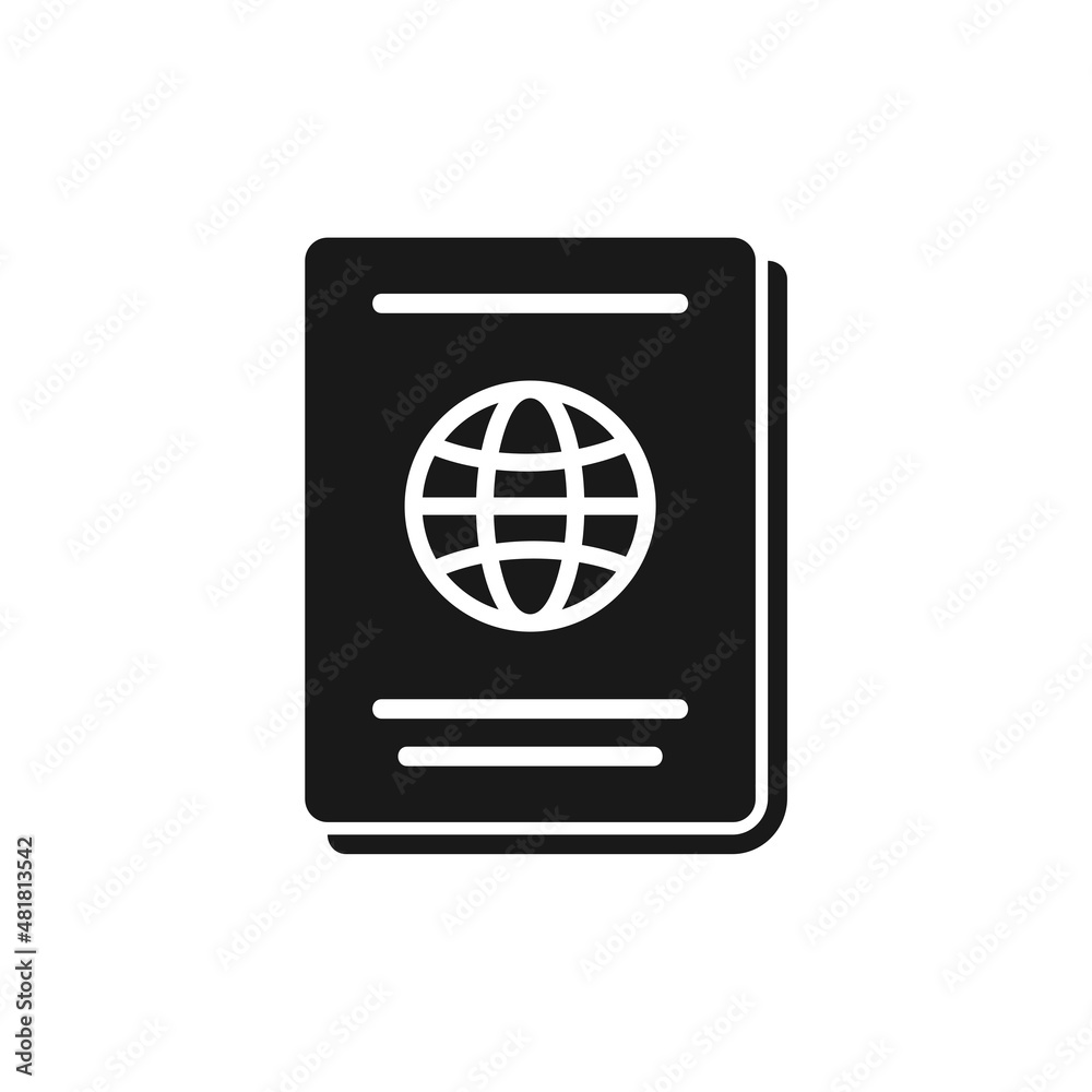 Passport icon isolated of solid style design Passport icon isolated of solid style design