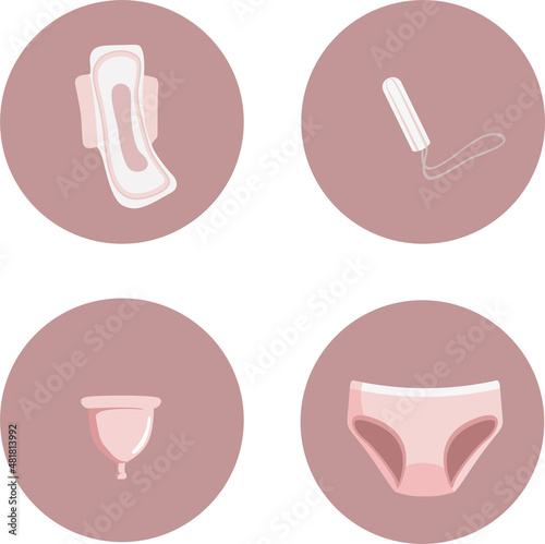 Feminine Products Vector Icon Set Collection