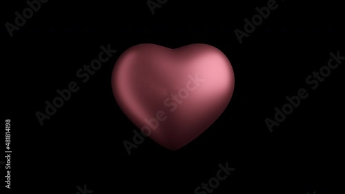 360-degree seamless looping spin of pink glitter heart, 3d render