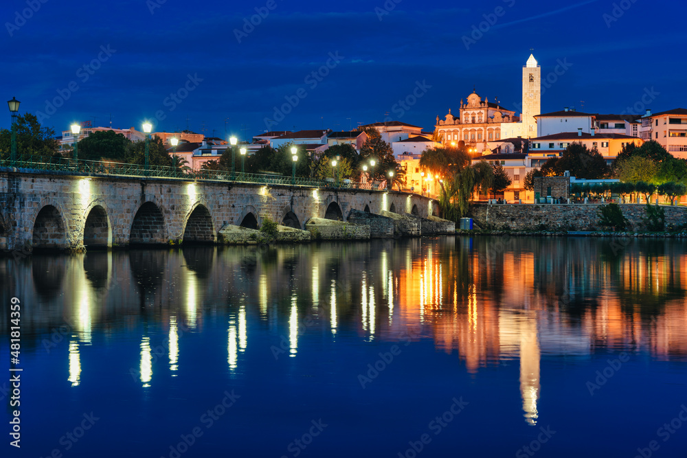 panoramic view of the city of Mirandela in Tras os Montes, Portugal - blue hour.