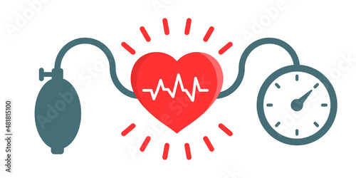 Arterial blood pressure icon in flat style. Heartbeat monitor vector illustration on isolated background. Pulse diagnosis sign business concept.
