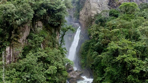 Pailón del diablo, the entrance to a famous waterfal in baños de agua santa in Ecuador, South America photo