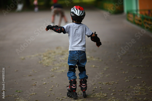 Boy roller skating in the park