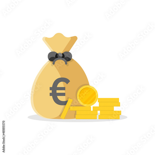 Money bag icon in flat style. Moneybag vector illustration on isolated background. Coin sack sign business concept.